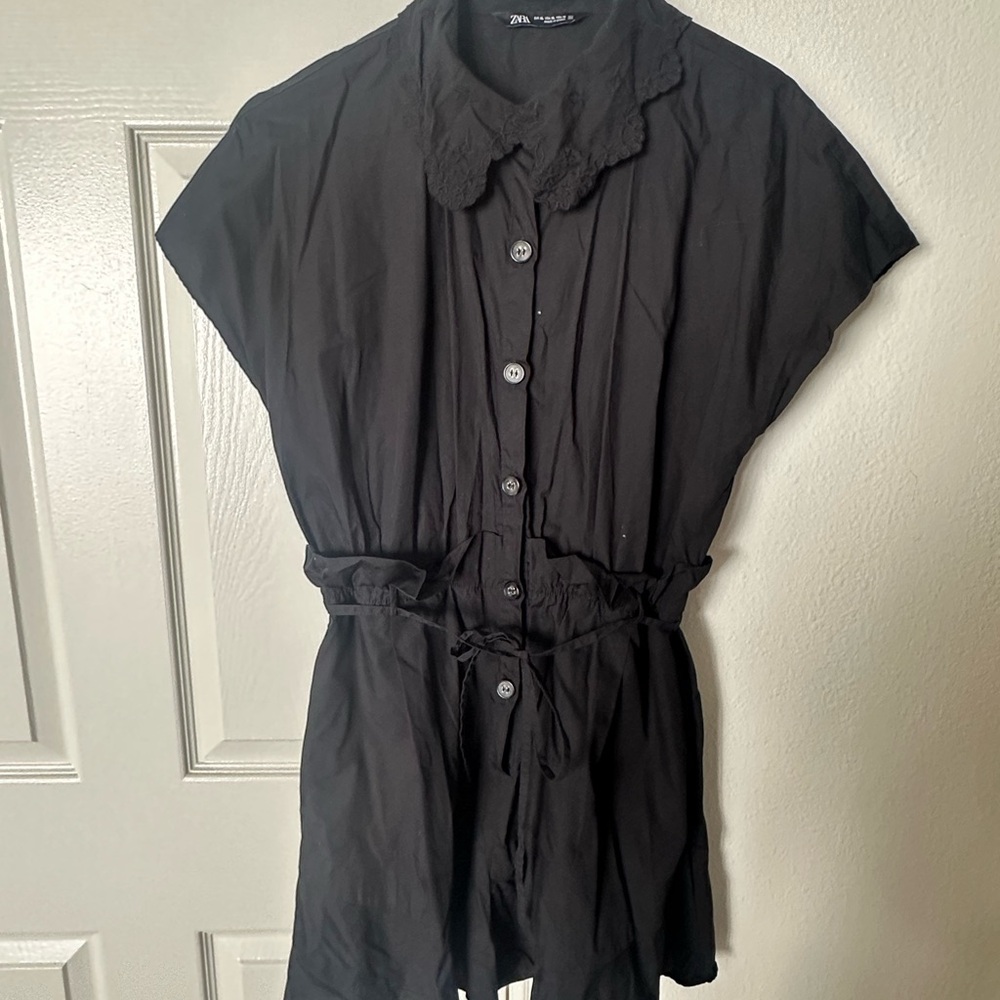 Zara Black Paperbag Shorts Romper